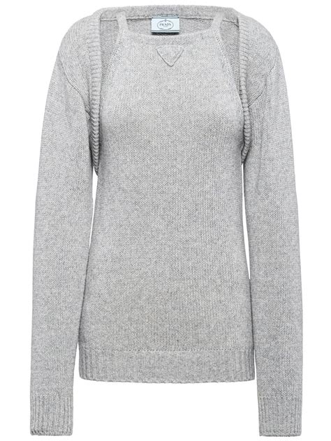 prada grey knit|prada cardigans.